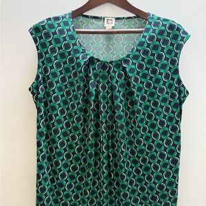 Anne Klein Green and Blue Geometric Blouse